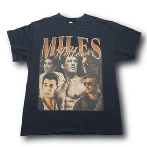 Miles Teller actor multi portrait retro graphic t-shirt - size Large